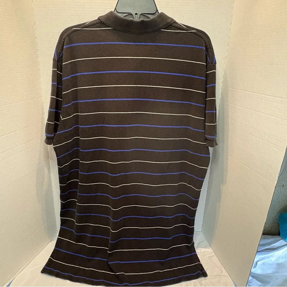 Ralph Lauren Men's Polo with Black, Blue, and White Stripes